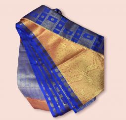 Amber Gold and Royal Blue Fancy Saree